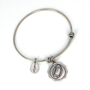 Bella Ryann Football Charm Bracelet Silver Finish - Expands 2"- 3.5"